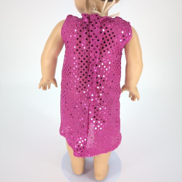 No Brand Hot Pink Sequin Mid Calf Doll Dress for 18 inch Dolls - Good Condition - Picture 4 of 8